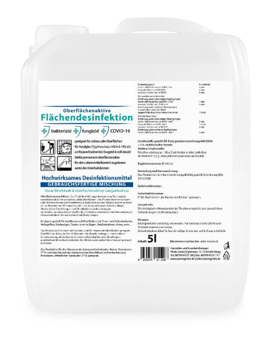 Flächendesinfektion ohne Alkohol (permanent oberflächenaktiv) 5L