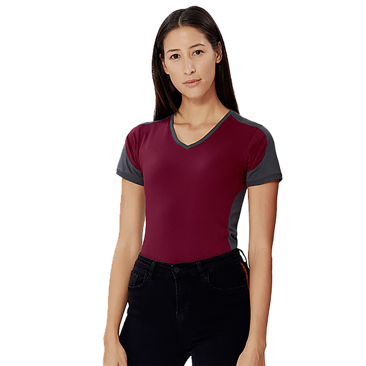 Damen-V-Shirt Contrast Mikralinar® H190